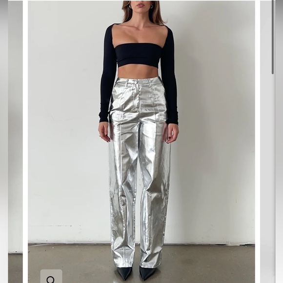 4th & reckless Zelda metallic trouser straight leg - Picture 4 of 16